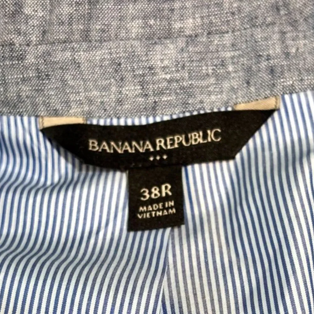 Banana Republic 38R Blue Linen Cotton Blend Blazer Standard Fit